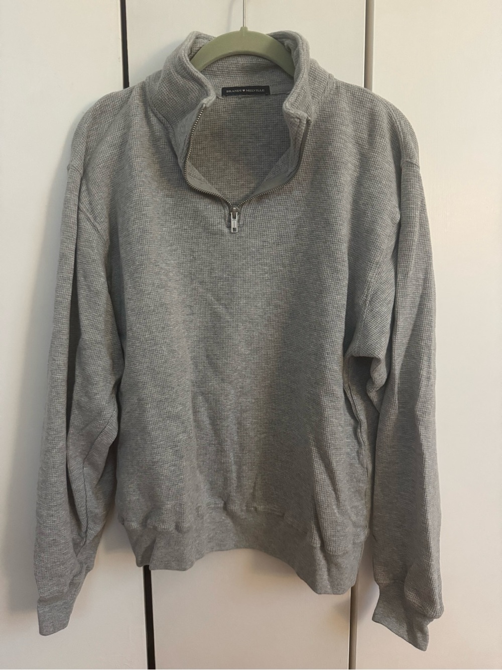 Brandy Melville Light Gray Half-Zip Sweater